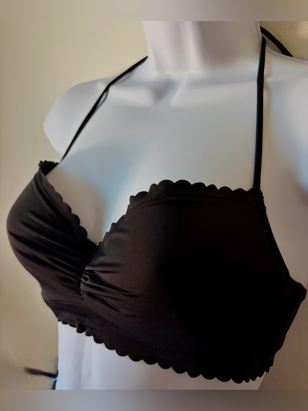 Victoria's Secret Black Scallop-Edge Halter Bikini Top - Picture 2 of 8
